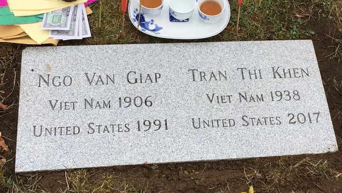 Giap and Khen’s gravestone on Martha’s Vineyard, the same graveyard 3 generations of my family are buried
