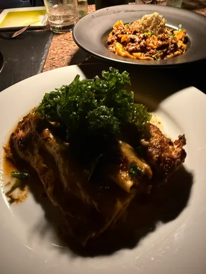 birria cannoli & Pasta Bologonese
