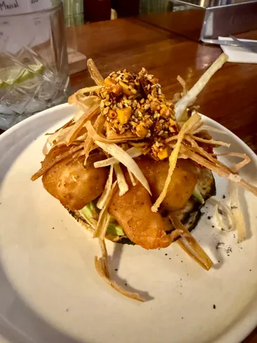 Fried Shrimp Tostada- delicious!