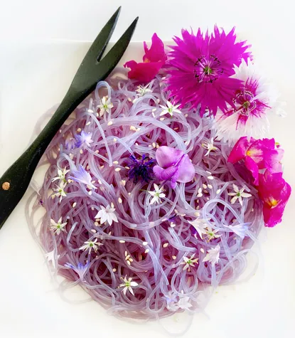 Photograph from Butterfly Pea Glass Noodle Salad