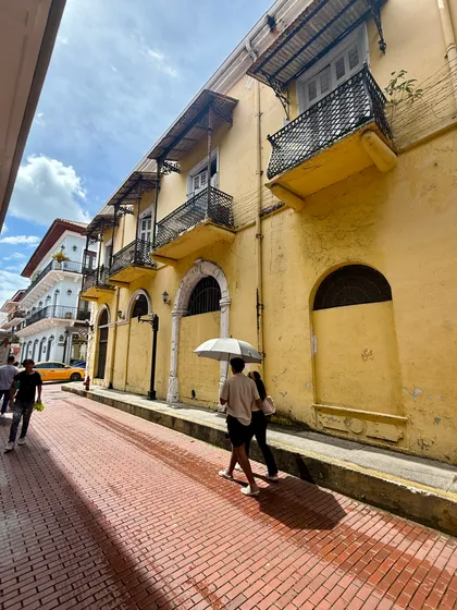 Yellow walls and iron balconies in the old town