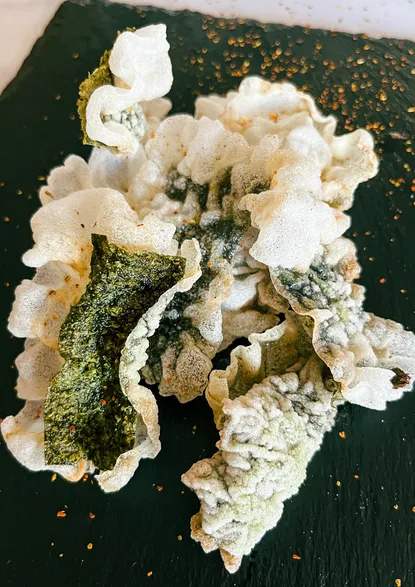 Photograph from Recipe: Wasabi Seaweed Rice Paper Chips