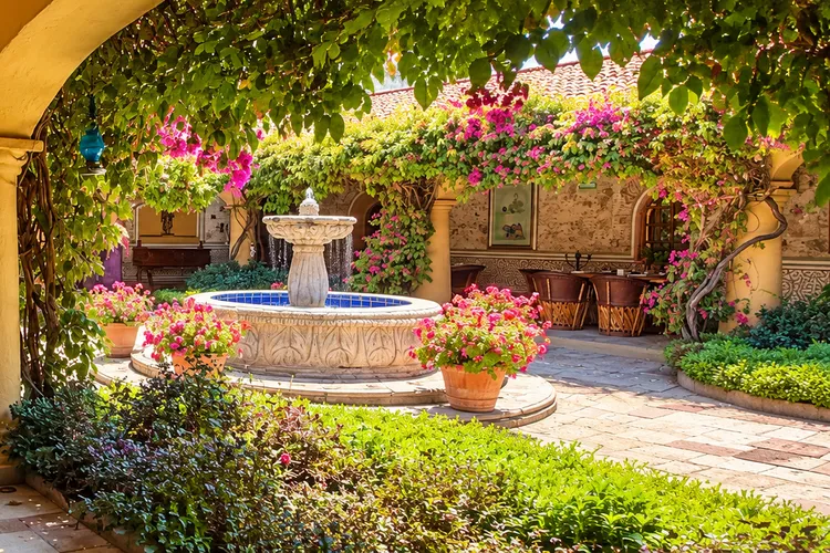 Lunch Under the Hacienda Eaves: Villa Santa Mónica