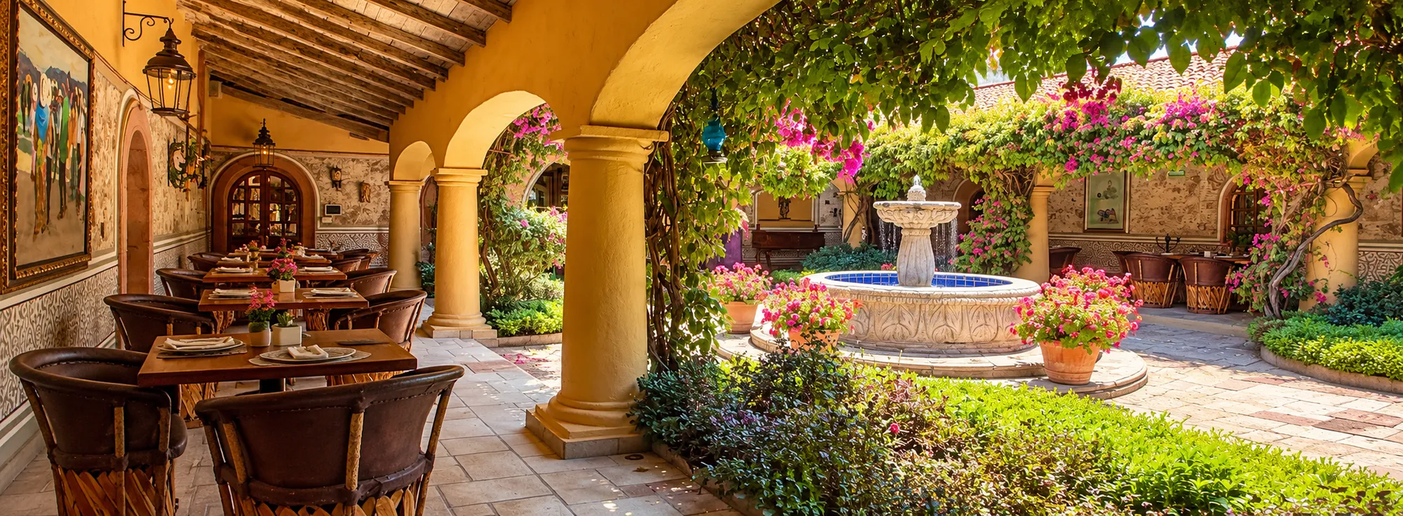 Lunch Under the Hacienda Eaves: Villa Santa Mónica