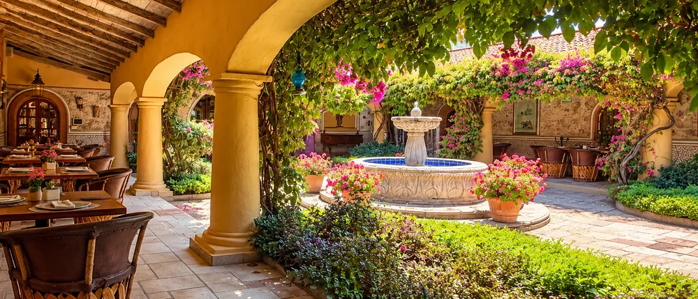 Lunch Under the Hacienda Eaves: Villa Santa Mónica