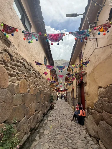 Bunting over a cobbled street